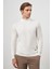Açık Krem Uzun Kol Düz Örme Yarım Balıkçı Yaka Classic Comfort Fit Triko 1012245001 1