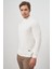 Açık Krem Uzun Kol Düz Örme Yarım Balıkçı Yaka Classic Comfort Fit Triko 1012245001 3
