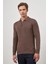 Sütlü Kahverengi Uzun Kol Düz Örme Polo Yaka Classic Comfort Fit Triko 1012245007 1