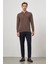 Sütlü Kahverengi Uzun Kol Düz Örme Polo Yaka Classic Comfort Fit Triko 1012245007 2