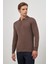 Sütlü Kahverengi Uzun Kol Düz Örme Polo Yaka Classic Comfort Fit Triko 1012245007 3