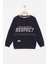 Erkek Çocuk Lacivert Renkli Respect Baskılı Şardonlu Sweatshirt 1