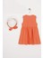 Bisiklet Yaka Sıfır Kol Cıtcıt Dugmelı Sapkalı Oranj Renk Kız Çocuk Elbıse 3