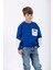 Erkek Çocuk Saks Renkli Cepli Kolları Yamalı Sweatshirt 2