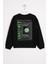 Ön Arka Dijital Baskı Detaylı Siyah Renk Erkek Çocuk Sweatshirt 3