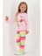 Bisiklet Yaka Uzun Kol Pembe Renk Kız Çocuk Pijama Takımı 1