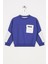 Bisiklet Yaka Uzun Kol Cep Detaylı Indigo Renk Erkek Çocuk Sweatshirt 1