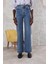 Mavi Yüksek Bel Wide Leg Jean 4