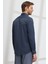 Erkek Lacivert Slim Fit Dar Kesim Italyan Yaka Armürlü Gömlek 6