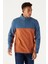 Erkek Indıgo-kıremıt Standart Fit Normal Kesim Günlük Rahat Çift Renkli Polar Spor Sweatshirt 4
