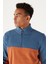 Erkek Indıgo-kıremıt Standart Fit Normal Kesim Günlük Rahat Çift Renkli Polar Spor Sweatshirt 5