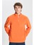 Erkek Turuncu Anti-pilling Tüylenme Yapmayan Standart Fit Dik Yaka Soğuk Geçirmez Polar Sweatshirt 1
