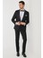 ALTINYILDIZ CLASSICS Erkek Siyah Slim Fit Dar Kesim Mono Yaka Balıksırtı Desenli Smokin Damatlık 6
