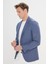 ALTINYILDIZ CLASSICS Erkek Mavi Slim Fit Dar Kesim Mono Yaka Desenli Blazer Ceket 4