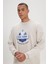 Real Madrid Lisanslı 3 İplik Pamuklu Oversize Fit Bol Kesim Erkek Açık Bej Bisiklet Yaka Sweatshirt 3