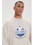 Real Madrid Lisanslı 3 İplik Pamuklu Oversize Fit Bol Kesim Erkek Açık Bej Bisiklet Yaka Sweatshirt 4