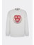 Harvard Lisanslı 3 İplik Pamuklu Oversize Fit Bol Kesim Erkek Ekru Bisiklet Yaka Sweatshirt 4