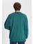 Erkek Koyu Yeşil Oversize Bol Kesim 3 Iplik Bisiklet Yaka Pamuklu Sweatshirt 4