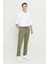 Erkek Haki Slim Fit Dar Kesim Beli Bağlamalı Esnek Pantolon 1