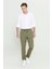 Erkek Haki Slim Fit Dar Kesim Beli Bağlamalı Esnek Pantolon 2