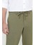 Erkek Haki Slim Fit Dar Kesim Beli Bağlamalı Esnek Pantolon 3