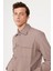 Erkek Koyu Bej Oversize Fit Bol Kesim Klasik Yaka Pamuklu Desenli Gömlek Ceket 5