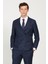 ALTINYILDIZ CLASSICS Erkek Lacivert Slim Fit Dar Kesim Kırlangıç Yaka Tweet Desenli Yünlü Kruvaze Takım Elbise 1