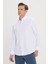 Erkek Beyaz Slim Fit Dar Kesim Oxford Uzun Düğmeli Yaka Armürlü Gömlek 3