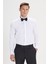 ALTINYILDIZ CLASSICS Erkek Beyaz Kırışmaz Kumaşlı Slim Fit Dar Kesim %100 Pamuk Siyah Detaylı Ata Yaka Gömlek 1