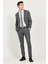 ALTINYILDIZ CLASSICS Erkek Koyu Gri Slim Fit Dar Kesim Kırlangıç Yaka Çizgili Takım Elbise 2