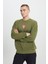 Erkek Haki Harvard Lisanslı 3 İplik Pamuklu Oversize Fit Bol Kesim Bisiklet Yaka Sweatshirt 3