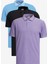 Erkek Siyah-Mavi-Mor Beyaz 3'lü Çekmeyen Pamuklu Slim Fit Dar Kesim Kıvrılmaz Polo Yaka Tişört 1