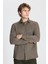 Erkek Haki Slim Fit Dar Kesim Italyan Yaka Armürlü Gömlek 1
