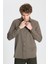 Erkek Haki Slim Fit Dar Kesim Italyan Yaka Armürlü Gömlek 3