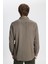 Erkek Haki Slim Fit Dar Kesim Italyan Yaka Armürlü Gömlek 5