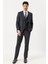 ALTINYILDIZ CLASSICS Erkek Koyu Lacivert Slim Fit Dar Kesim Mono Yaka Kuş Gözü Desenli Yelekli Takım Elbise 2