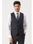 ALTINYILDIZ CLASSICS Erkek Koyu Lacivert Slim Fit Dar Kesim Mono Yaka Kuş Gözü Desenli Yelekli Takım Elbise 4