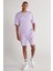 Unisex Lila Standart Fit Normal Kesim Pamuklu Cepli Esnek Örme Şort 2