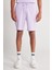 Unisex Lila Standart Fit Normal Kesim Pamuklu Cepli Esnek Örme Şort 3