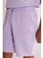 Unisex Lila Standart Fit Normal Kesim Pamuklu Cepli Esnek Örme Şort 4