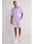 Unisex Lila Standart Fit Normal Kesim Pamuklu Cepli Esnek Örme Şort 5
