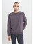 Erkek Koyu Gri Oversize Bol Kesim 3 İplik Bisiklet Yaka Pamuklu Sweatshirt 1