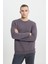 Erkek Koyu Gri Oversize Bol Kesim 3 İplik Bisiklet Yaka Pamuklu Sweatshirt 4