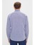 Erkek Lacivert Comfort Fit Rahat Kesim Düğmeli Yaka Casual Keten Gömlek 5