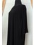 Uzun Siyah Tül Detaylı Oversize Elbise - Siyah Kaftan Elbise 4
