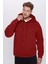 Unisex Oversize Geniş Kesim Pamuklu Yumuşak Dokulu Içi Polarlı Basic Bordo Kapüşonlu Sweatshirt 1