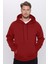 Unisex Oversize Geniş Kesim Pamuklu Yumuşak Dokulu Içi Polarlı Basic Bordo Kapüşonlu Sweatshirt 2