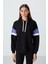 Siyah Kompakt Pamuklu Kalın Pürüzsüz Dokulu Kapüşonlu Oversize Fit Kadın Sweatshirt - 97290 1
