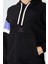 Siyah Kompakt Pamuklu Kalın Pürüzsüz Dokulu Kapüşonlu Oversize Fit Kadın Sweatshirt - 97290 3