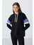 Siyah Kompakt Pamuklu Kalın Pürüzsüz Dokulu Kapüşonlu Oversize Fit Kadın Sweatshirt - 97290 4